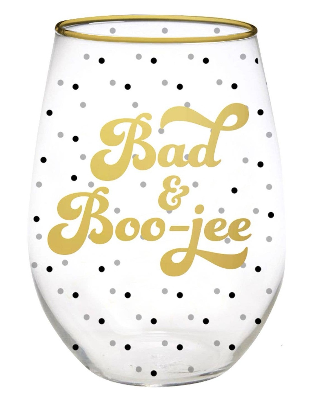 Gold 'Bad & Boo-jee' Stemless Glass - Elegant Polka Dot Drinkware